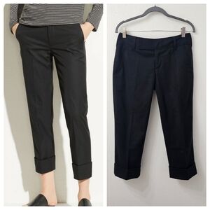Vince Wool Blend Black Crop Cuffed Trouser Pant Size 4